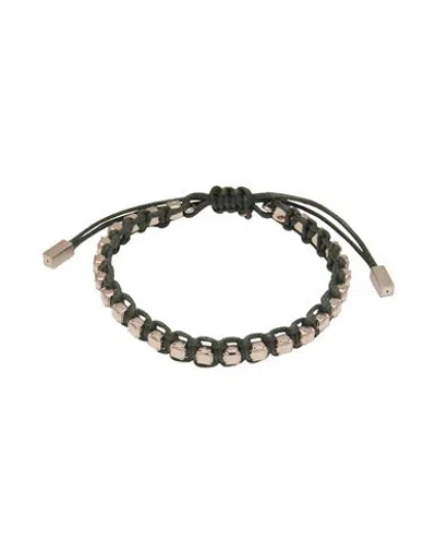Palm Angels Man Bracelet Dark Green Size - Cotton, Brass
