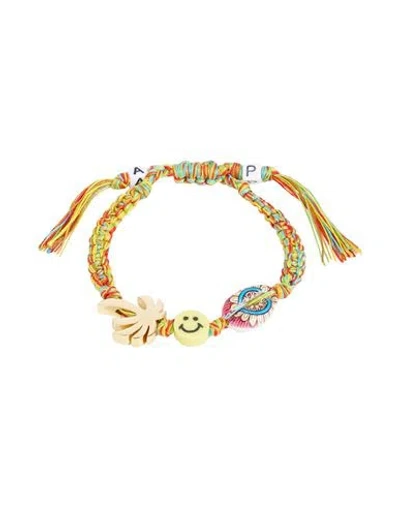 Palm Angels Man Bracelet Pastel Yellow Size - Brass, Plastic, Other Fibres, Cotton, Rubber