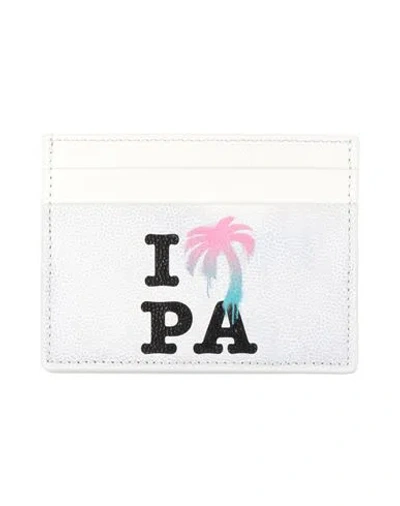 Palm Angels Man Cardholder Ivory Size - Calfskin In White