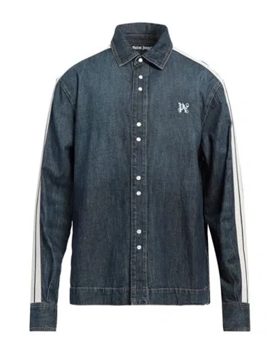 Palm Angels Monogram Track Denim Jacket In Black