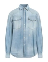 Palm Angels Camicia Oversize In Denim Uomo In Blue