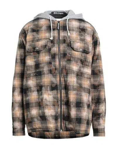 Palm Angels Man Jacket Beige Size 40 Cotton, Polyester In Multi