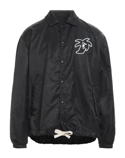 Palm Angels Man Jacket Black Size Xl Polyamide, Silicone