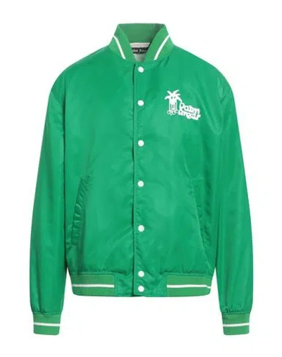 Palm Angels Man Jacket Green Size L Polyamide, Cotton, Elastane