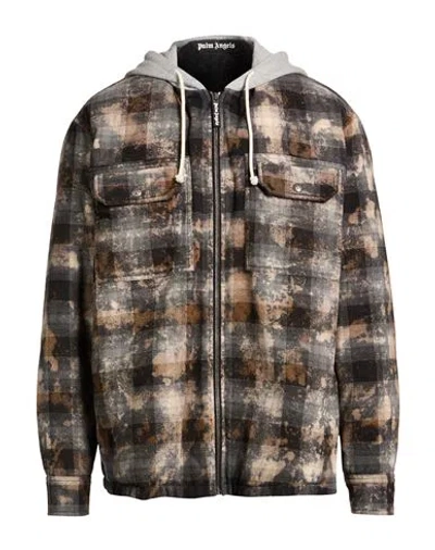 Palm Angels Man Jacket Khaki Size 38 Cotton, Polyester In Multi