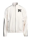 Palm Angels Monogram Off White Leather Jacket In Off White