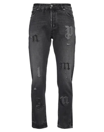Palm Angels Man Jeans Black Size 31 Cotton, Leather