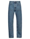 Palm Angels Monogram-embroidered Wide-leg Jeans In Blue