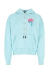 PALM ANGELS PALM ANGELS MAN LIGHT BLUE COTTON SWEATSHIRT