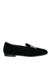 Palm Angels Man Loafers Black Size 4 Textile Fibers In Black