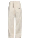 Palm Angels Man Pants Cream Size 36 Cotton, Polyester In White
