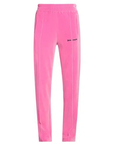 Palm Angels Pink Embroidered Sweatpants In Fuchsia Black