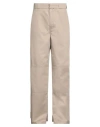 Palm Angels Man Pants Khaki Size 32 Polyester, Cotton In Beige