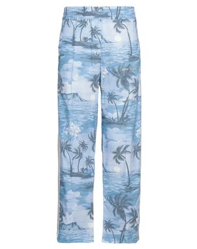 Palm Angels Man Pants Light Blue Size L Linen, Cotton, Polyester