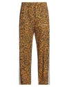 Palm Angels Linen And Cotton Trousers With Animalier Print In Mandarin