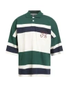 Palm Angels Man Polo Shirt Green Size L Organic Cotton, Polyester In Multi