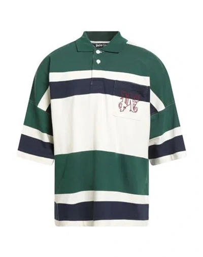 Palm Angels Man Polo Shirt Green Size L Organic Cotton, Polyester