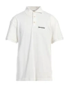 Palm Angels White Polo Shirt With Classic Collar And Logo On The Front In White