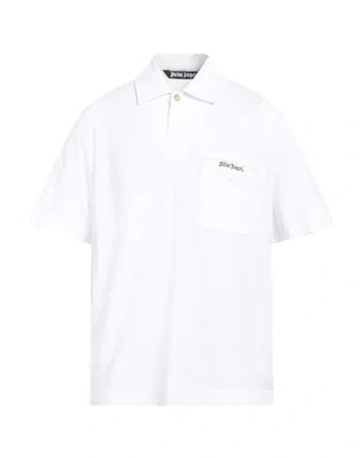 Palm Angels Man Polo Shirt White Size Xl Cotton, Polyester