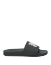 Palm Angels Black Logo Slides In Black