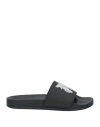Palm Angels Black Logo Slides In Black