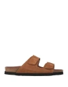 Palm Angels Man Sandals Tan Size 9 Leather In Brown