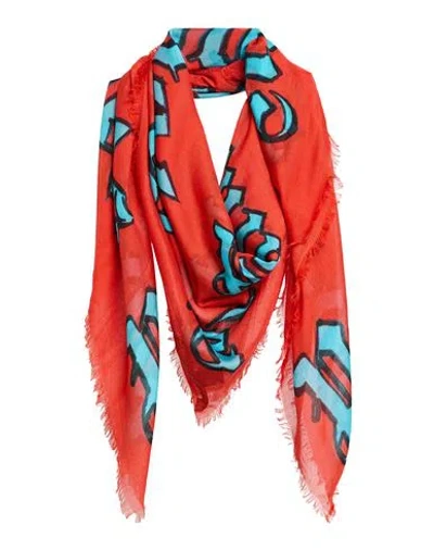 Palm Angels Man Scarf Red Size - Modal, Silk In Orange