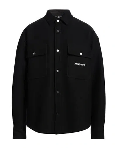 PALM ANGELS PALM ANGELS MAN SHIRT BLACK SIZE 36 VIRGIN WOOL, VISCOSE