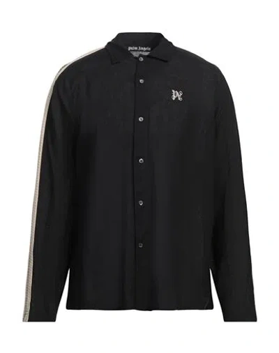 Palm Angels Man Shirt Black Size M Linen, Cotton, Polyester