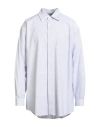 Palm Angels Man Shirt Blue Size 40 Cotton In Multi