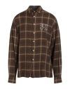 Palm Angels Camicia A Maniche Lunghe Con Monogram In Brown