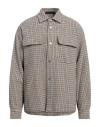 Palm Angels Man Shirt Camel Size L Cotton, Polyester In Beige