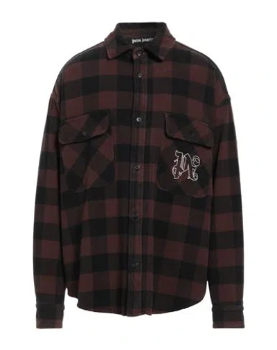 PALM ANGELS PALM ANGELS MAN SHIRT CHOCOLATE BROWN SIZE 40 COTTON, POLYESTER