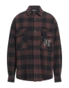 Palm Angels Monogram-print Checked Shirt In Brown