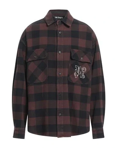 PALM ANGELS PALM ANGELS MAN SHIRT CHOCOLATE BROWN SIZE 40 COTTON, POLYESTER