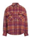 Palm Angels Virgin Wool Overshirt With Snap Buttons In Red