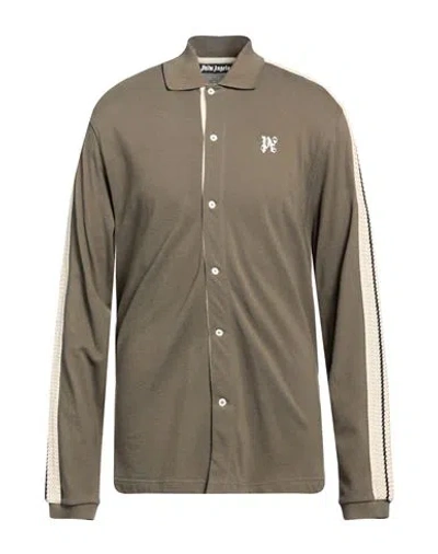 Palm Angels Man Shirt Khaki Size L Cotton, Polyester