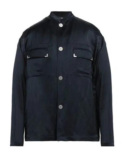 Palm Angels Man Shirt Midnight Blue Size L Linen, Viscose