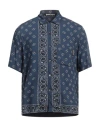 Palm Angels Paisley-print Bowling Shirt In Navy Blue