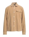 Palm Angels Corduroy Tape Overshirt With Contrasting Bands In Beige