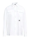 Palm Angels Monochrome Shirt With Chest Pockets And Pearlescent Buttons In White