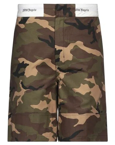 Palm Angels Man Shorts & Bermuda Shorts Military Green Size 32 Cotton, Polyester