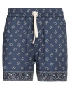 Palm Angels Printed Paisley Bermuda Shorts In Navy Blue