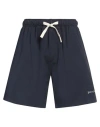 Palm Angels Logo-embroidered Drawstring Bermuda Shorts In Navy