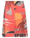 Palm Angels Hawaii Graphic-print Cargo Shorts In Tomato Red