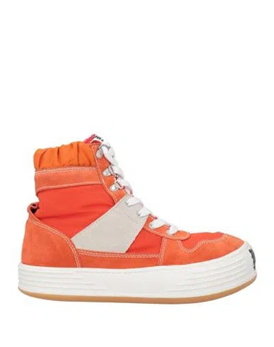 Palm Angels Man Sneakers Orange Size 10 Leather, Textile Fibers