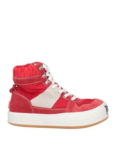 Palm Angels Man Sneakers Red Size 10 Leather, Textile Fibers