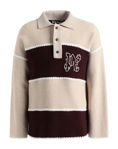 Palm Angels Man Sweater Beige Size M Wool, Polyamide, Viscose, Merino Wool, Polyester In Neutral