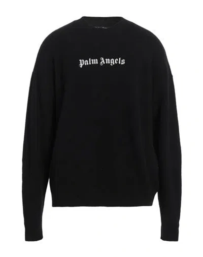PALM ANGELS PALM ANGELS MAN SWEATER BLACK SIZE L MERINO WOOL, POLYAMIDE, CASHMERE, ELASTANE, POLYESTER