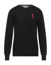 Palm Angels Man Sweater Black Size L Wool, Silk, Glass, Plastic, Metallic Fiber In Black